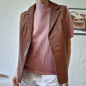 Coldwater Creek Brown Leather Vest 90s Minimalist